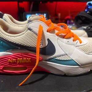 Nike Air Max Cream and Navy Sneakers with Orange Accents